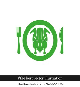 chicken knife fork plate