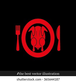 chicken knife fork plate
