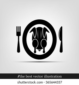 chicken knife fork plate