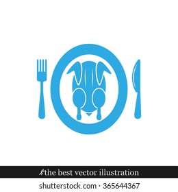 chicken knife fork plate