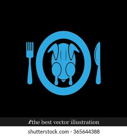 chicken knife fork plate
