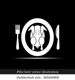 chicken knife fork plate