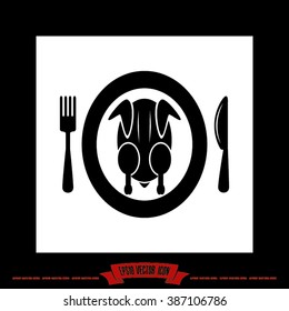 chicken knife fork plate