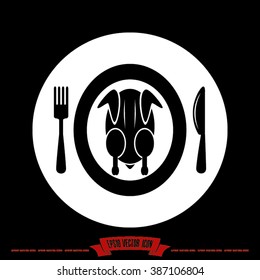 chicken knife fork plate