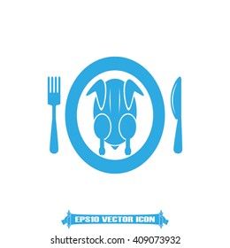 chicken knife fork plate