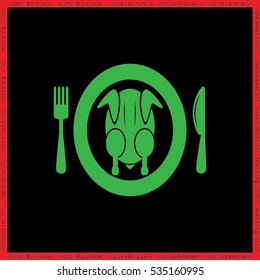 chicken knife fork plate