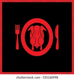 chicken knife fork plate