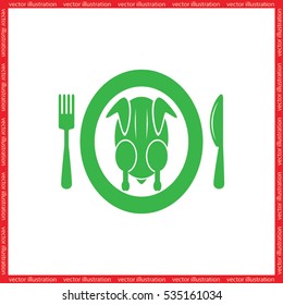 chicken knife fork plate