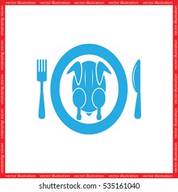 chicken knife fork plate