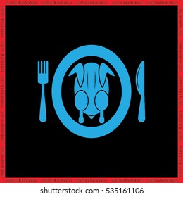 chicken knife fork plate