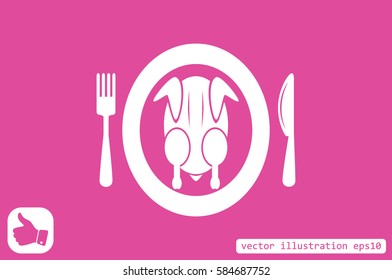 chicken knife fork plate  icon vector illustration eps10.