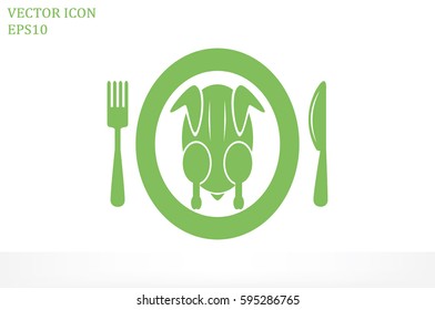 chicken knife fork plate  icon vector illustration.