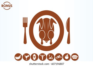 chicken knife fork plate  icon vector illustration eps10.