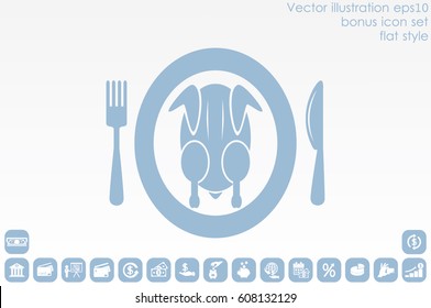 chicken knife fork plate  icon vector illustration eps10.