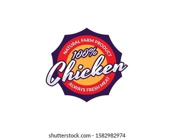 Chicken label or badge. Poultry farm, Fresh and local product logo designs. Chicken label for business template illustration. Egg and meat label
