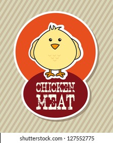 chicken label over beige background. vector illustration