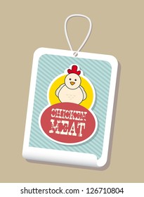 chicken label over brown background. vector illustration