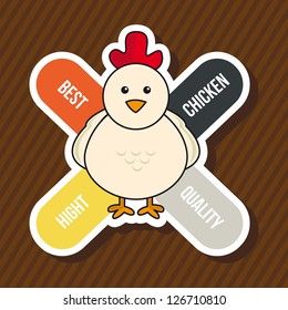 chicken label over brown background. vector illustration
