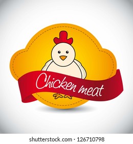 Chicken Label Over Gray Background. Vector Illustration