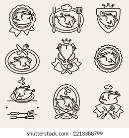 Chicken labels and elements set. Collection icon chicken. Vector