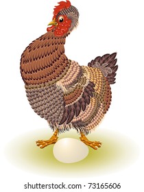 Chicken with laid egg