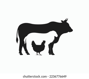 Chicken, Lamb, Cow. livestock Icon logo design template