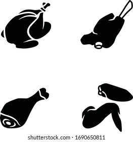 Chicken and lamb glyph vector icons