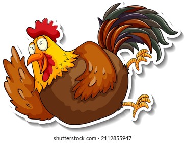 A chicken laughing animal cartoon sticker illustration