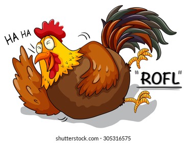 Chicken laughing on white  illustration