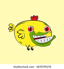 chicken laughing out loud, streetwear or t-shirt design