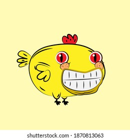 chicken laughing out loud, streetwear or t-shirt design