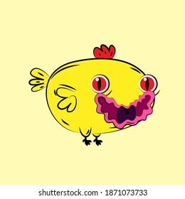 chicken laughing out loud, streetwear or t-shirt design