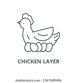 Chicken layer line icon, vector. Chicken layer outline sign, concept symbol, flat illustration