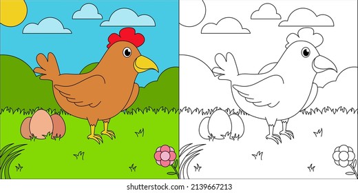 Hühnereier zum Färben von Seiten von Hühnern, Vektorgrafik