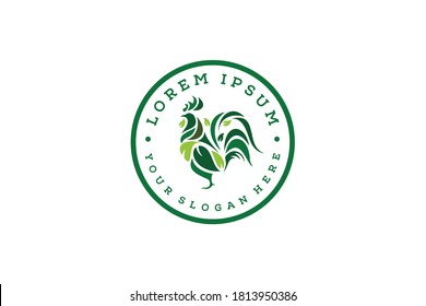 Chicken Leaf logo design vector template