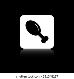 chicken leg - black vector icon on the white button