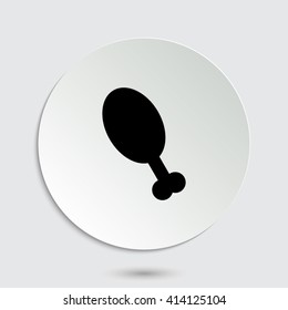 chicken leg - black vector icon  with shadow