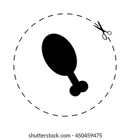 chicken leg -  black vector icon