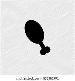 chicken leg -  black vector icon