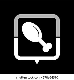 chicken leg  - black vector icon