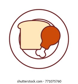 chicken leg and bread icon
