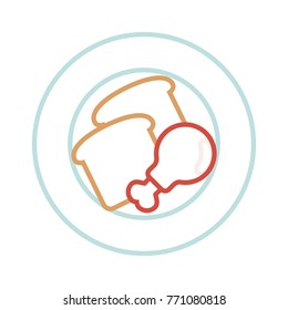 chicken leg and bread icon