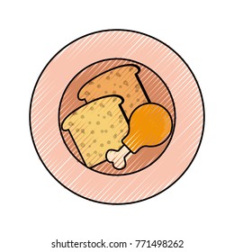 chicken leg and bread icon