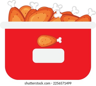 chicken leg bucket  Crispy fried chicken pieces vector