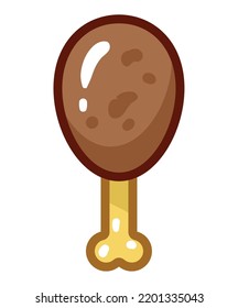 caricatura de pierna de pollo icono plano aislado