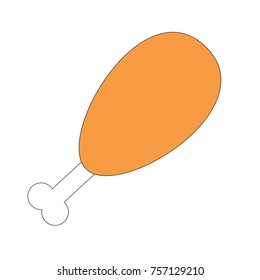 Chicken Leg cartoon. Outlined illustration with thin line black stroke