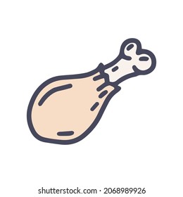 chicken leg color vector doodle simple icon