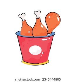 Chicken leg doodle vector filled outline Sticker. EPS 10 file
