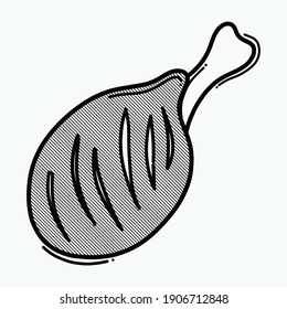 Chicken leg doodle vector icon. Drawing sketch illustration hand drawn line.