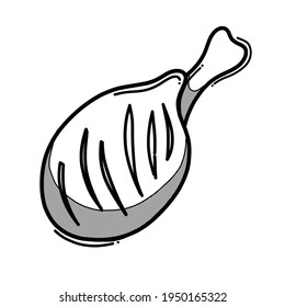 Chicken leg doodle vector icon. Drawing sketch illustration hand drawn line.
